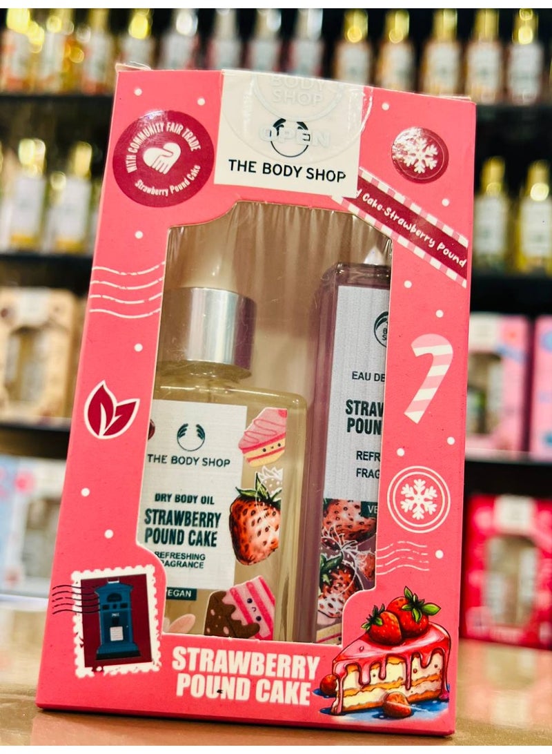 The Body Shop Strawberry Pound Cake Gift Set – Dry Body Oil & Fragrance - Image 2